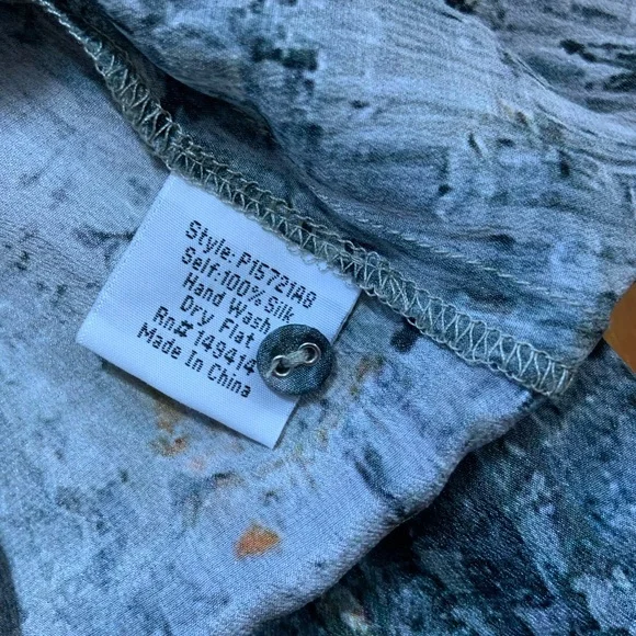 Johnny Was Pete and Greta silk blouse green and brown pattern. - Picture 10 of 14